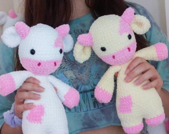 virkmönster för ko, amigurumi-ko, jordgubbsko, plyschko, Amigurumi-virkmönster PDF *digital nedladdning*
