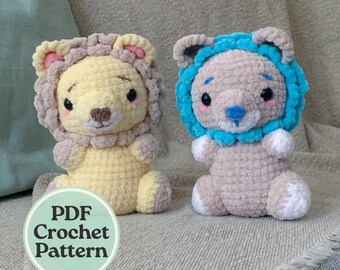 Virkmönster för lejon, Amigurumi-mönster för sittande lejon, Litet virkat lejon, DIY-mönster för lejonleksak, virkad leksak, Emjaway-design, PDF-nedladdning