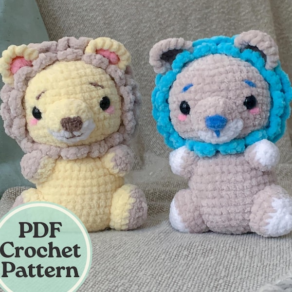 Lion Crochet Pattern, crochet a lion, crochet instructions, amigurumi pattern, DIY, lion, PDF