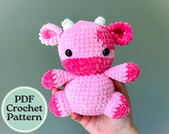 Virkmönster för ko - virkade djur med amigurumimönster som använder grovt chenillegarn