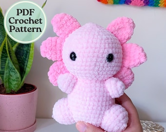 axolotl crochet pattern, axolotl soft toy plush, amigurumi pattern, easy to follow instructions to make a cute plushie - PDF