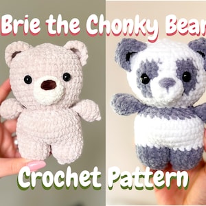 No-Sew Bear & Panda Crochet Pattern, Easy Amigurumi Bear and Panda, Handheld DIY Crochet Toy Pattern, PDF download, Emjaway crochet pattern