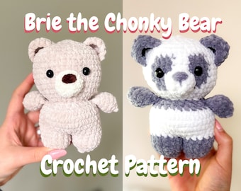 No-Sew Bear & Panda Crochet Pattern, Easy Amigurumi Bear and Panda, Handheld DIY Crochet Toy Pattern, PDF download, Emjaway crochet pattern
