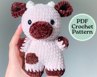 patrón de crochet de vaca, patrón de crochet para principiantes, patrón de amigurumi, patrón de crochet lindo, patrón de vaca de crochet, peluche de crochet, vaca pequeña, PDF