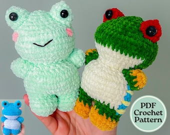 Grodavirkmönster, Trädgroda, Rödögd trädgroda, Virkad groda, Amigurumi-groda, Nedladdningsbar PDF