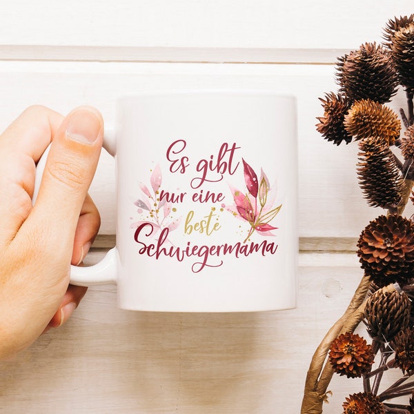 Tasse "Es gibt nur eine beste Schwiegermama" von Fashionalarm | beidseitig bedruckt mit Spruch Motiv | Geschenkidee Schwiegermutter Mama