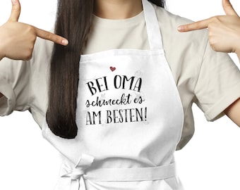 Schürze mit Spruch "Bei Oma schmeckt es am besten" von Fashionalarm Geschenkidee zum Geburtstag Weihnachten Muttertag Oma Großmutter Köchin