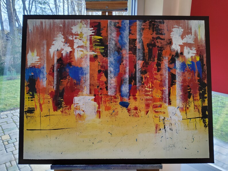 70 x 90 cm Wall Decor Original Painting OOAK Acrylic Painting Abstract Art Free Style Painting Autumn Forest H 28x W 35