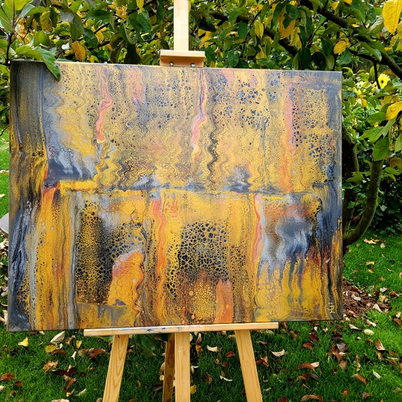 70 x 90 cm Wall Decor Original Painting OOAK Acrylic Painting Abstract Art Free Style Painting Autumn Forest H 28x W 35