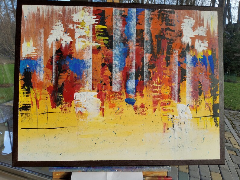 70 x 90 cm Wall Decor Original Painting OOAK Acrylic Painting Abstract Art Free Style Painting Autumn Forest H 28x W 35