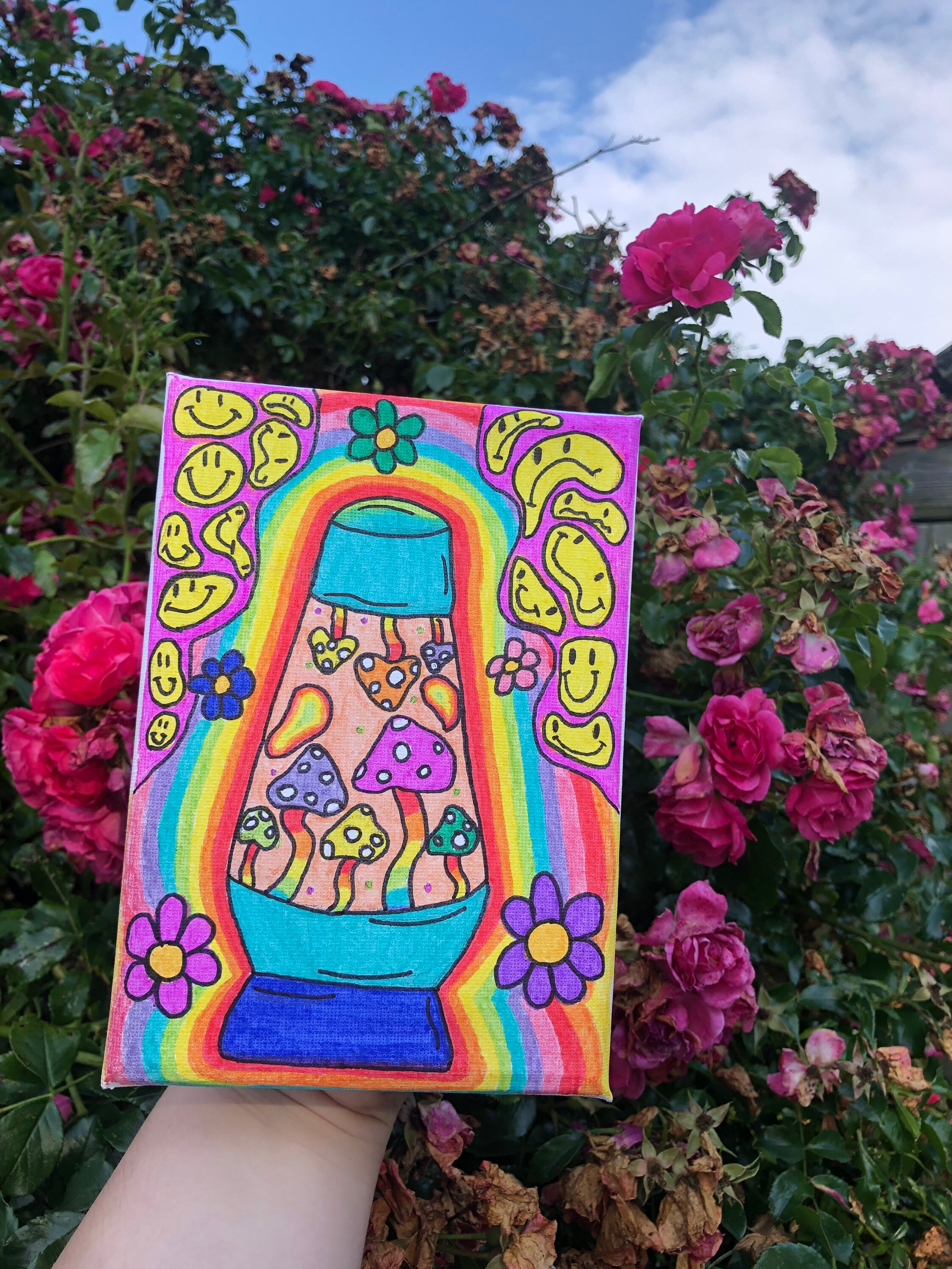 Trippy Mushroom Lava Lamp Canvas Drawing Etsy