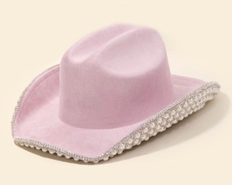 Cowboy Hat Elegant Rhinestone/Pearl Lined