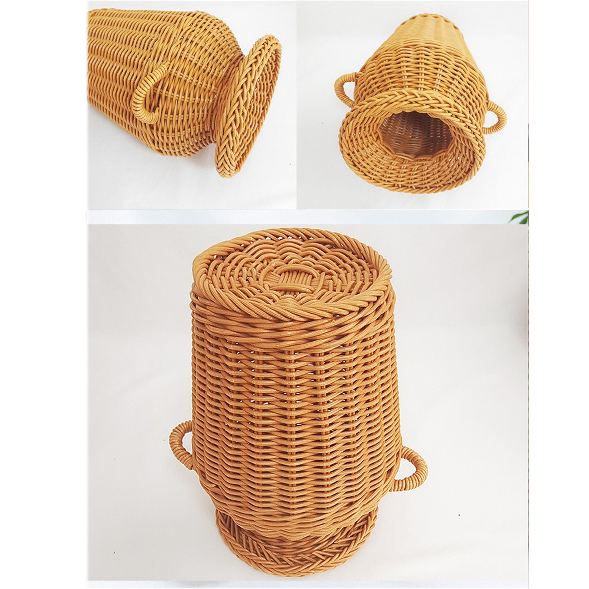 Wicker Flower Vase Rattan Handmade Flower Basket Farmhouse Etsy