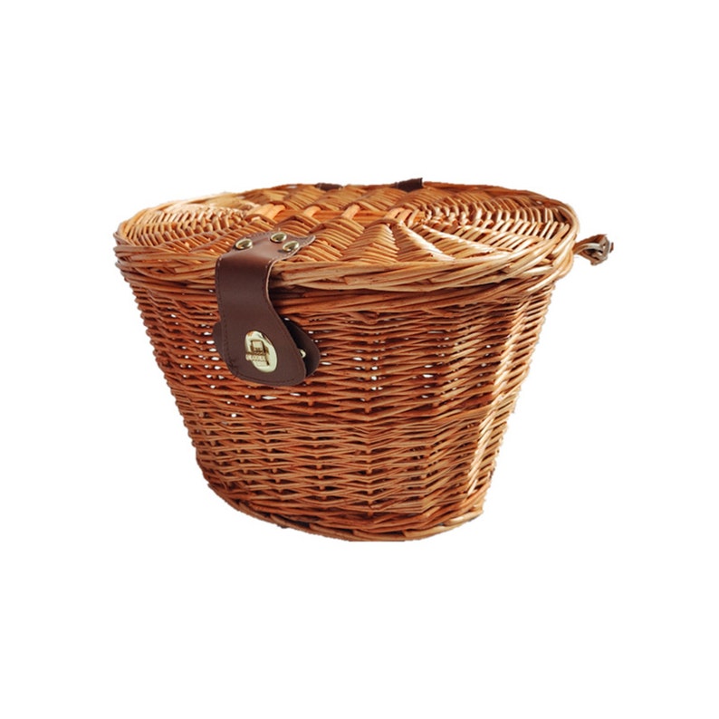 Bike Wicker Baskets Front Handlebar Bicycle Basket With Lid Etsy