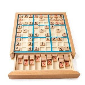 Wooden Number Puzzles Sudoku Board Games, Complete Wood Sudoku Board Game Set with Number Tiles, Number Thinking Game for Adults and Kids