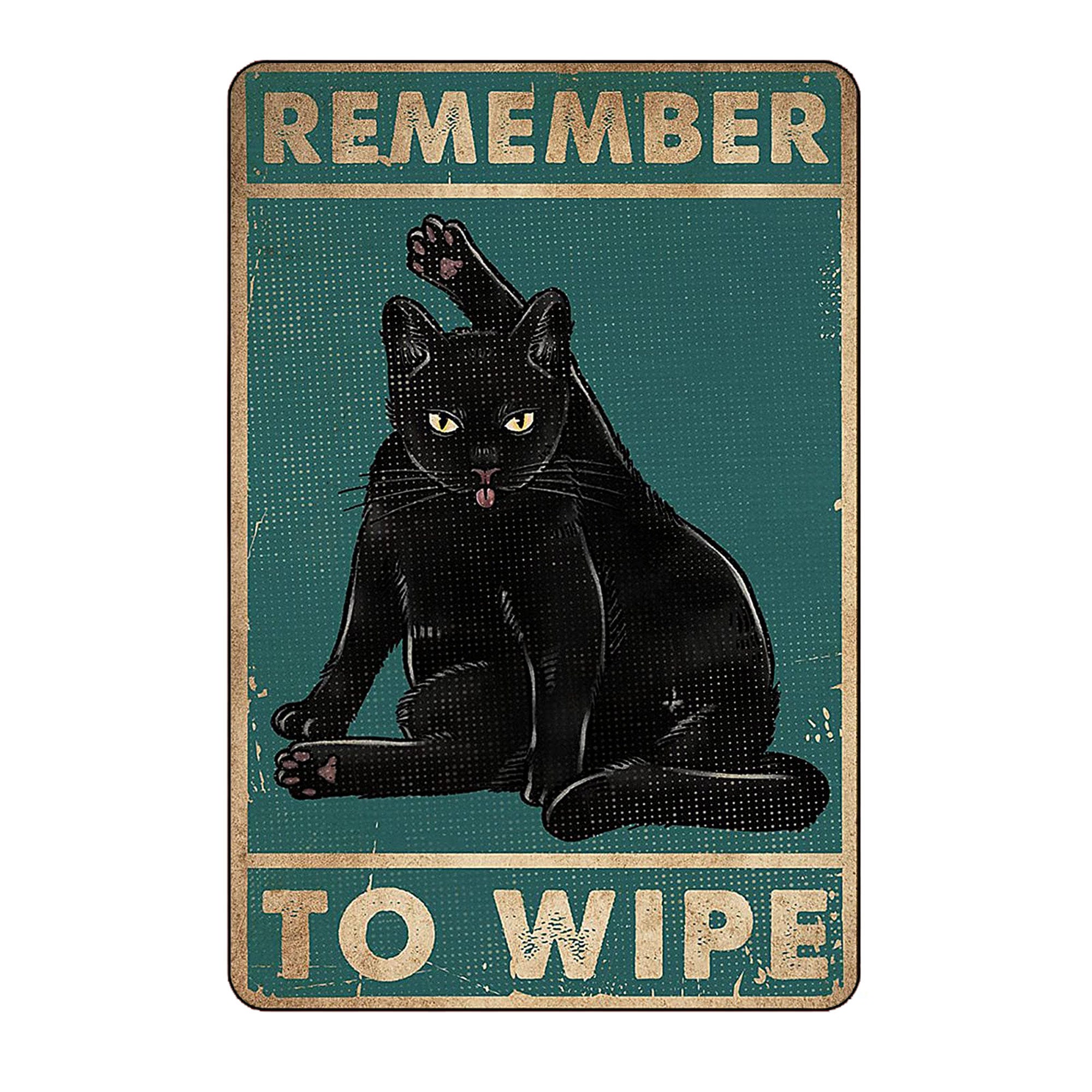 Metal Tin Sign Cat Remember to Wipe Tin Sign Retro Kitchen Etsy UK