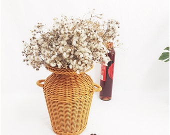Wicker Flower Vase Rattan Handmade Flower Basket Farmhouse Dried Flower Pot for Weddings Home Decoration