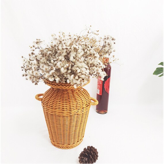 Wicker Flower Vase Rattan Handmade Flower Basket Farmhouse Etsy