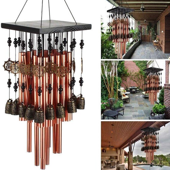 6 Copper Bells Wind Chimes Ourdoor & Indoor Garden Yark Hanging Ornament Decor 