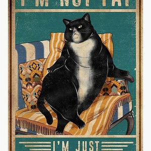 Black Cat Retro Metal Tin Signs I Am Not Fat I Am Just Overflowing With Sexy Metal Poster Personalized Home Art Wall Decor Plaque