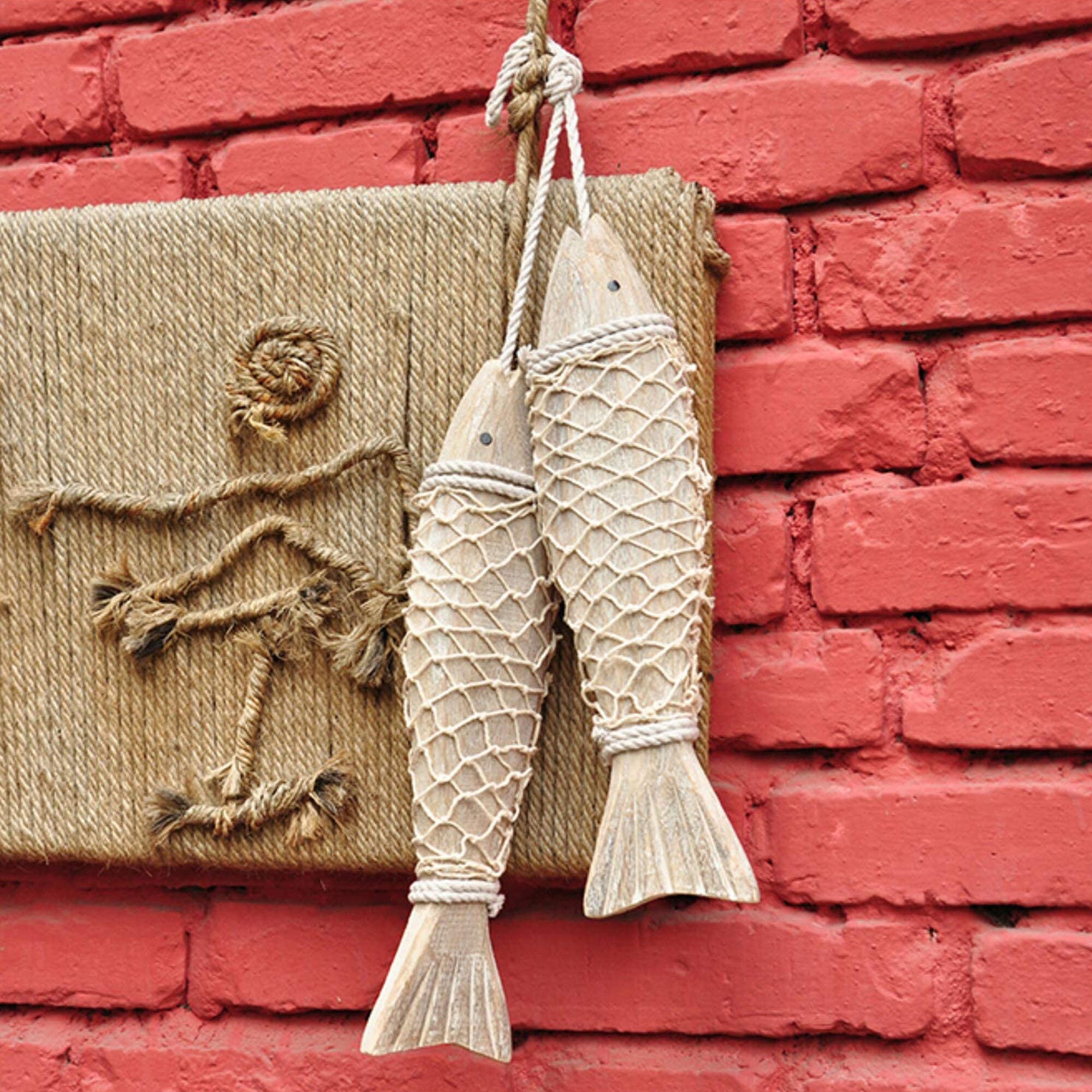 2 PCs Vintage Wood Fish Wall Hanging Decor Rustic Wood Fish Etsy