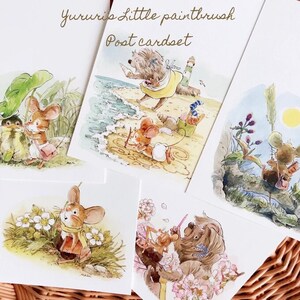 postcard 5set 5 postcard set   Picture book style mouse Yururi  makikoinatome makiko inatome present dog card cute