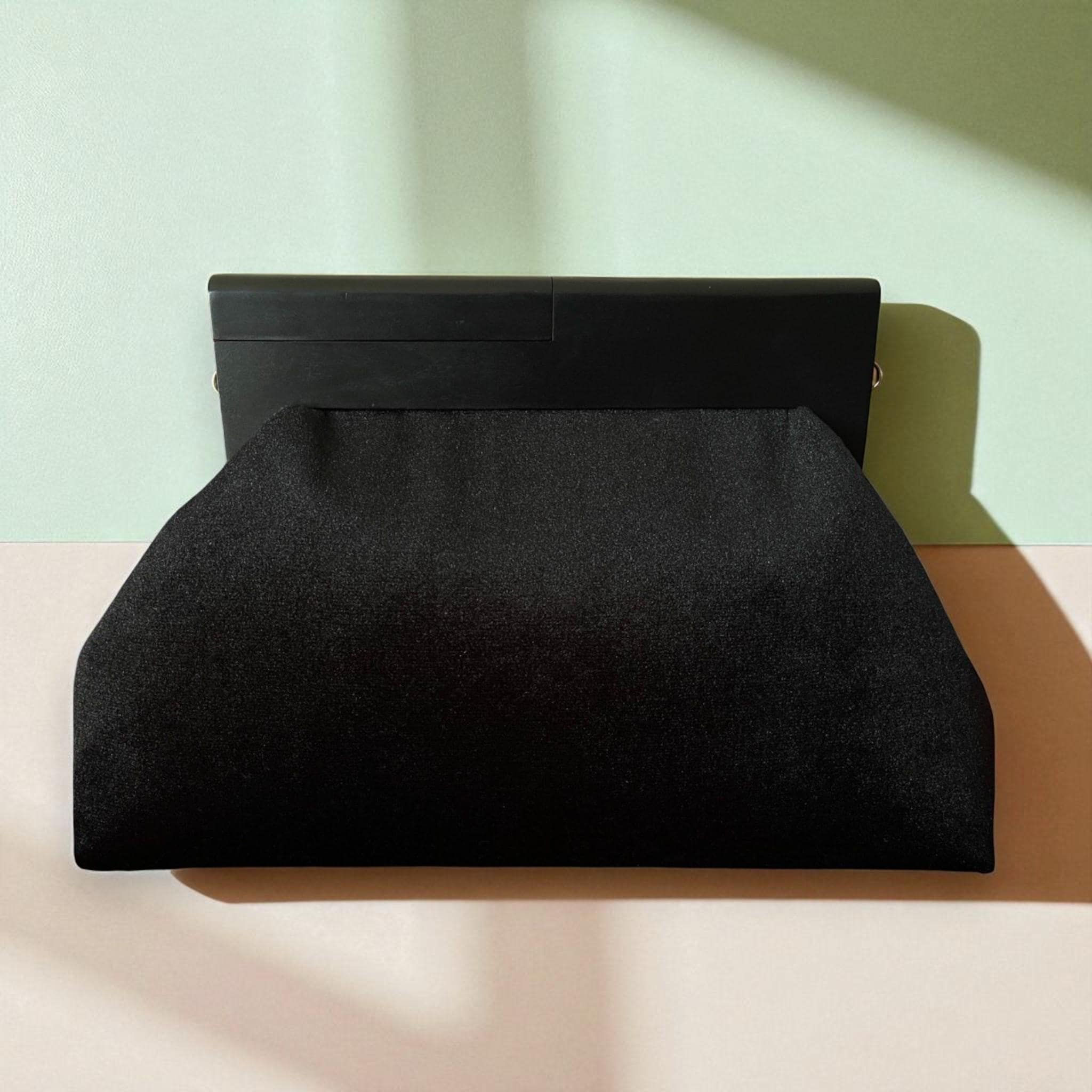 Oversized Elegant Black Velvet Clutch with Gold Chain | Evening Bag | Statement Purse | Formal Handbag | Gift For Her| Minimalist Handbag