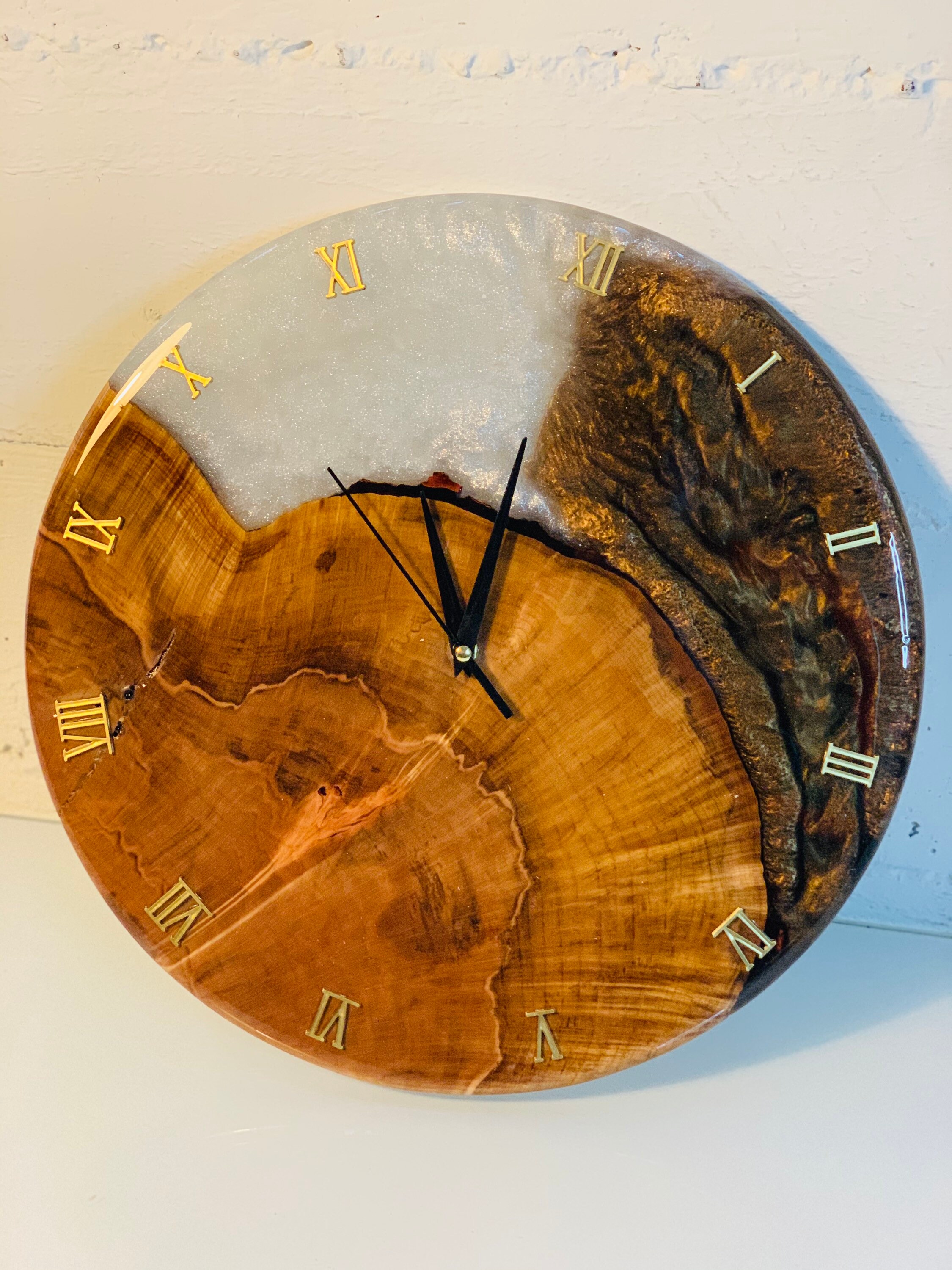 Resin epoxy wall clock / epoxy wall clock /wood clock / black Etsy