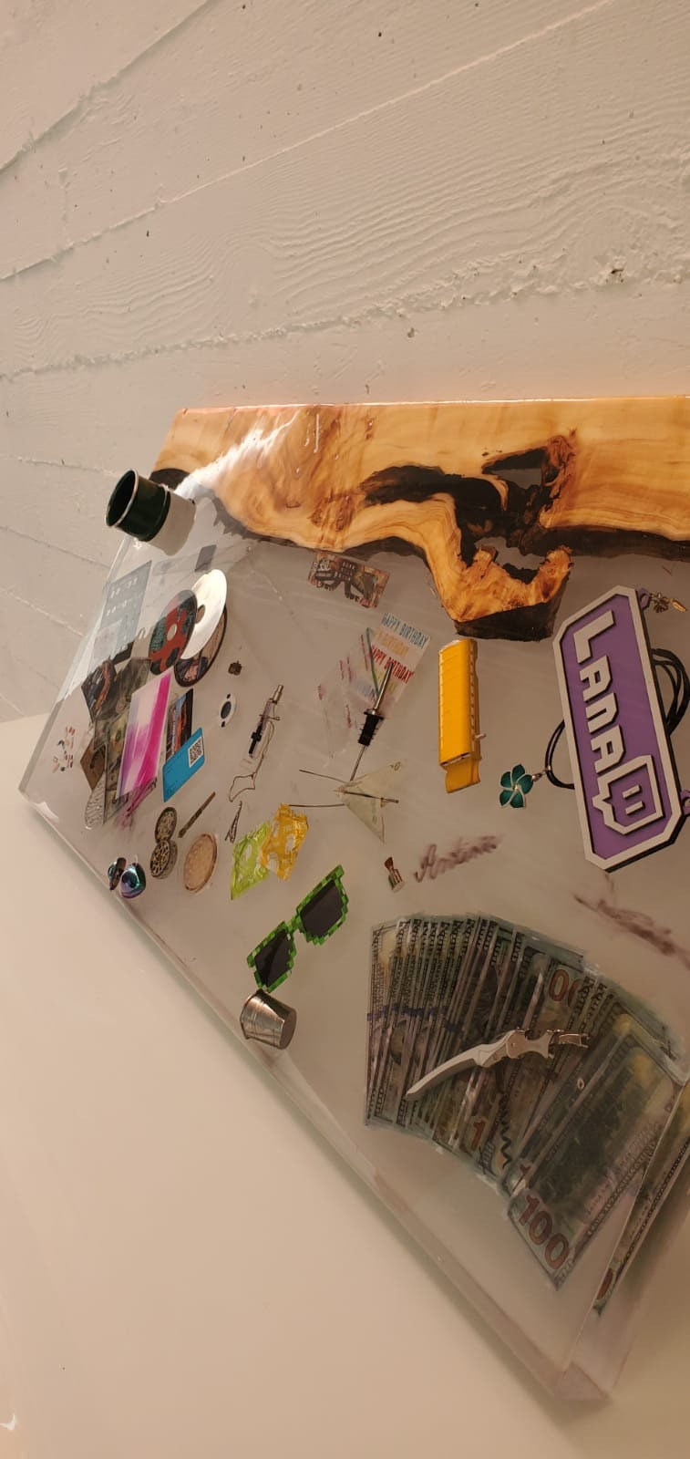 epoxy table with drugs inside Thomas Reid