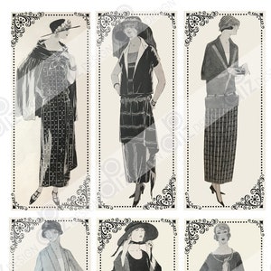 Vintage Digital 1920s VICTORIAN Fashion illustrations junk journals cards tags notes ephemera