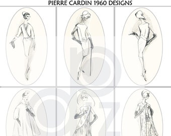 Digital vintage PIERRE CARDIN design sketches 1960