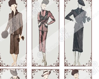 1938 Dresses fashion digital download junk journals scrapbook cards tags