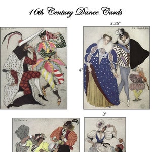Digitale vintage 16e-eeuwse dans Renaissance Elizabethaanse kaarten vintage prints cadeaubonnen tags notitiekaarten borden plakboek
