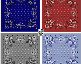 Digital Bandana Party Paper Print Craft paper Wallpaper tags name cards scrapbook notebook Backgrounds for crafts western party gifts