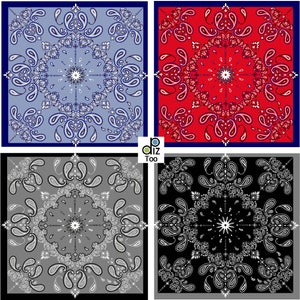 Bandana numérique impression western marque-places Modèle de nom Cartes de correspondance à téléchargement immédiat Couverture de livre Scrapbooking Carte postale