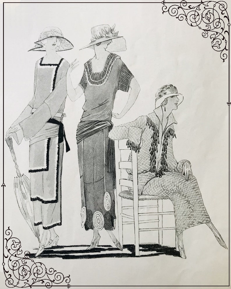Digital 1920s Fashion Sketches vintage Illustrations Junk journals Cards Tags Scrapbook