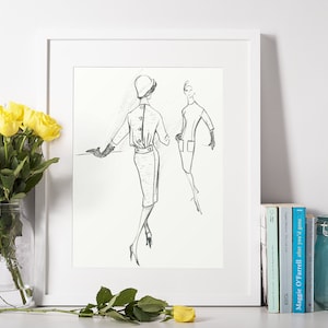 DIGITAL VINTAGE Fashion Design Sketches 1950s and 60s Haute Couture