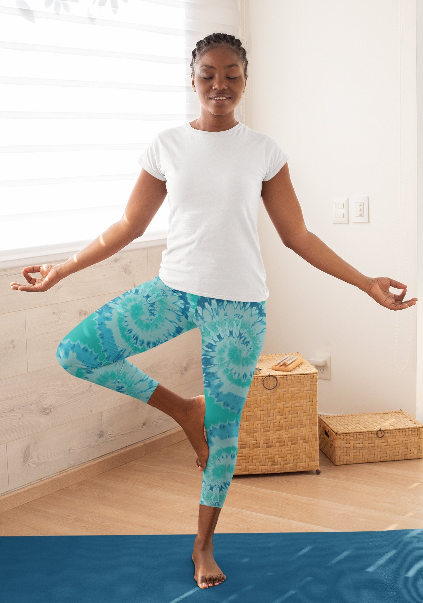 Designer Yoga Capri Leggings Tie Dye 