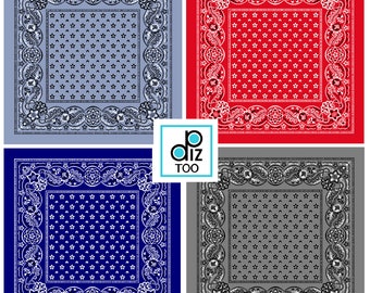 Digital BANDANA Party paper Craft paper print Placemat Cards Party Favors Gift Wrap Coasters Collage