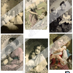 Vintage Mother’s with Children Digital Antique Photos Cards Ephemera