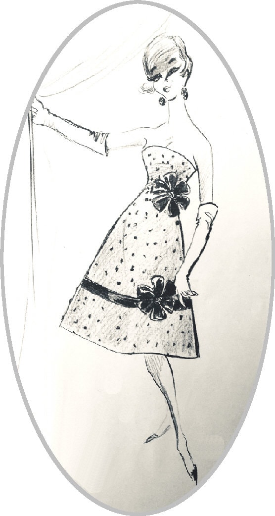 DIOR CHANEL GIVENCY Fashion Sketches 1960s Digital Vintage Dress Design  Illustrations - Etsy