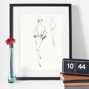 DIGITAL VINTAGE Fashion sketches 1950s 60s European Runway Fashion
