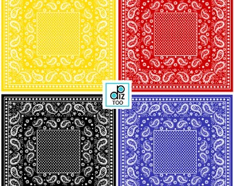 DIGITAL Bandana Americana paper print party placemats signs scrapbook 8 inch and 12 inch