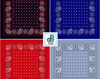 Digital Bandana Print paper art party placemats signs scrapbook banners 8 inch and 12 inch