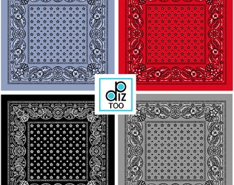 Digital Bandana paper print 8 x 8 and 12 x 12 party paper gift wrap cards