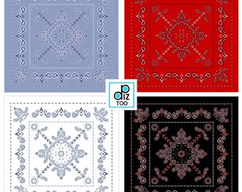 Digital Bandana Paper print signs placemats cards notes party wrappings downloadable