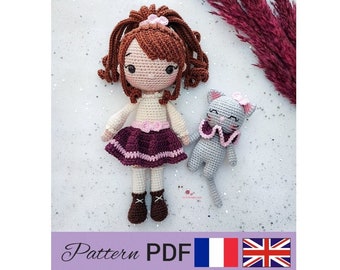 Patron/pattern crochet PDF (FR/ENG) poupée Lucile et Kitty Amigurumi