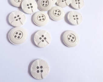 Vintage - Intricate  - White - Stitch Detail - Buttons -  Nylon Plastic -  18mm  - Packets of 10 - Free Delivery