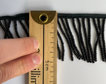 Vintage 5cm Black Beaded Fringing/ Trim - Limited Stock! Vintage  6cm Fringing/Trim - Add Retro Charm to Your Creations - Shop Now!