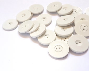 Vintage - Large White - Buttons - Nylon Plastic -  23mm  - Packets of 10 - Free Delivery